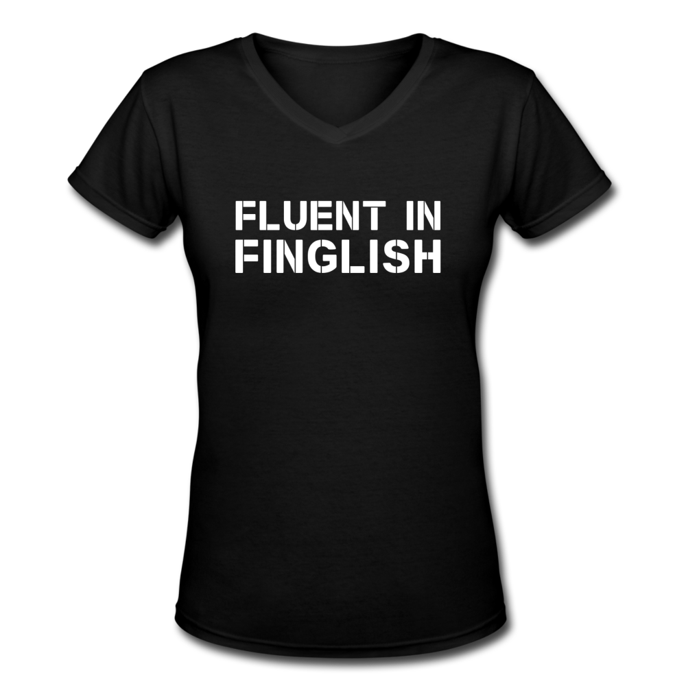 Fluent In Finglish V-Neck T-Shirt - black