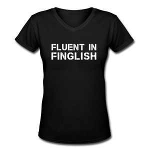 Fluent In Finglish V-Neck T-Shirt - black