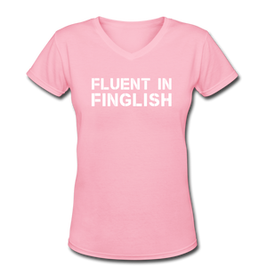 Fluent In Finglish V-Neck T-Shirt - pink