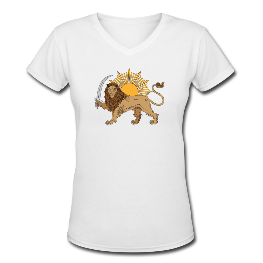 Shir o Khorshid Womens V-Neck T-Shirt - white