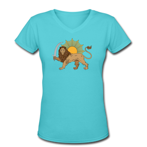 Shir o Khorshid Womens V-Neck T-Shirt - aqua